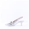 Wonders Gaia Kitten Heel Strap Slingback - Silver Leather